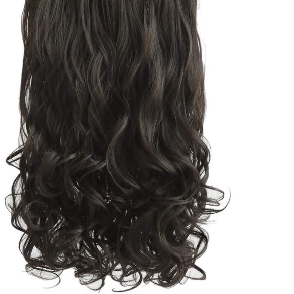✨ 20” BLACK BROWN CURLY 3/4 full head clip ins NWT main image 6